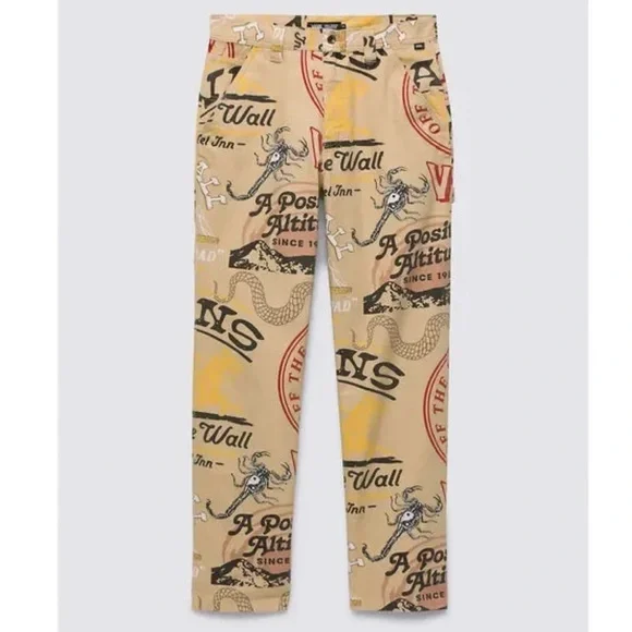 NWT New VANS Loose Fit Drill Chore Carpenter Pants All Over Print Canvas Size 34